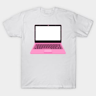 realistic laptop vector illustration in black and pink color T-Shirt